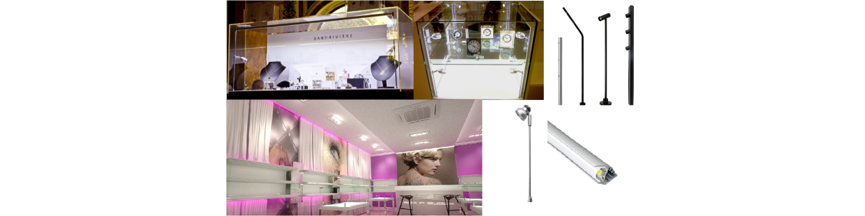 Eclairages leds et spots sur tiges
